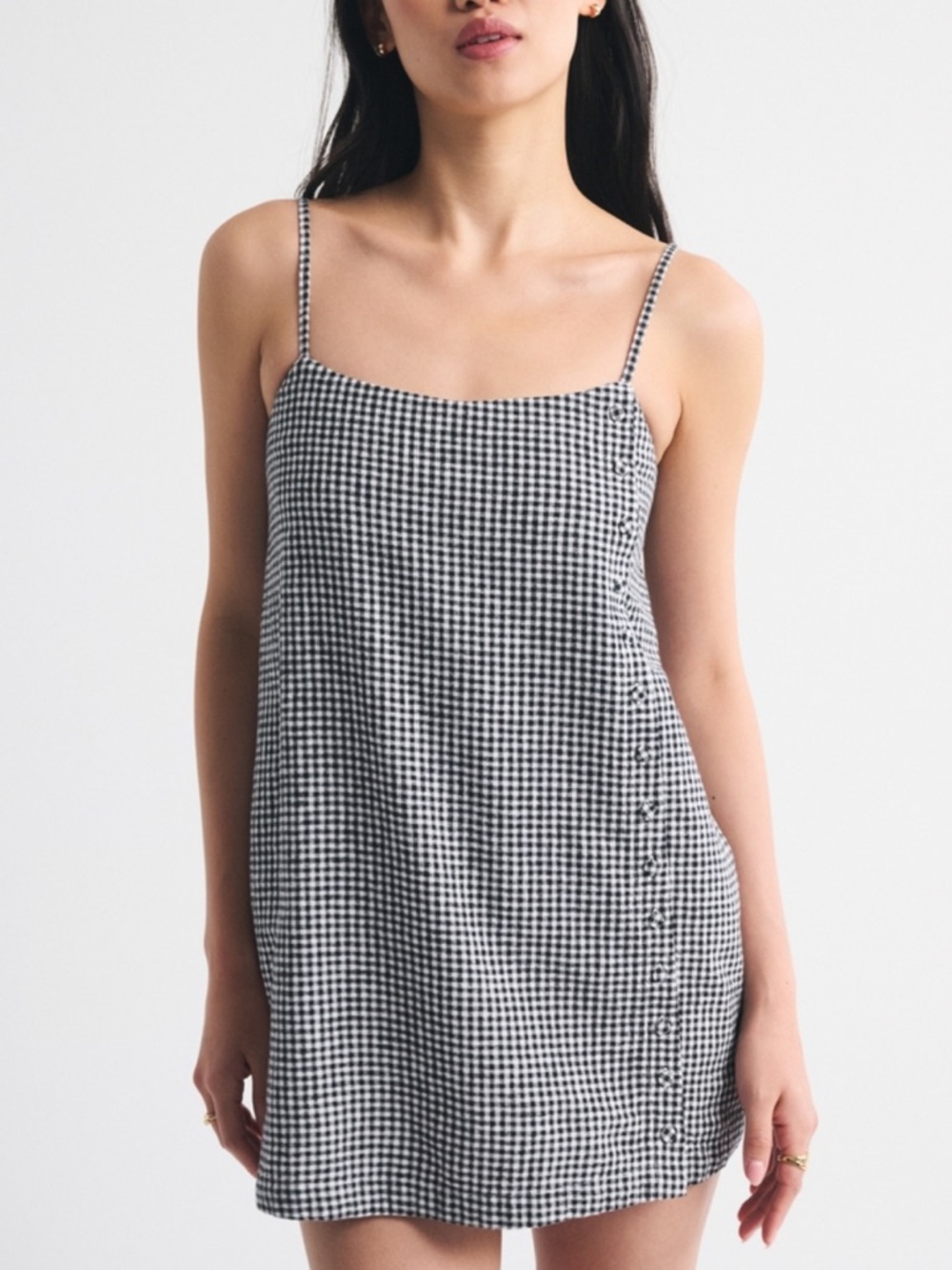Abercrombie & Fitch Black and White Gingham Spaghetti Strap Cami